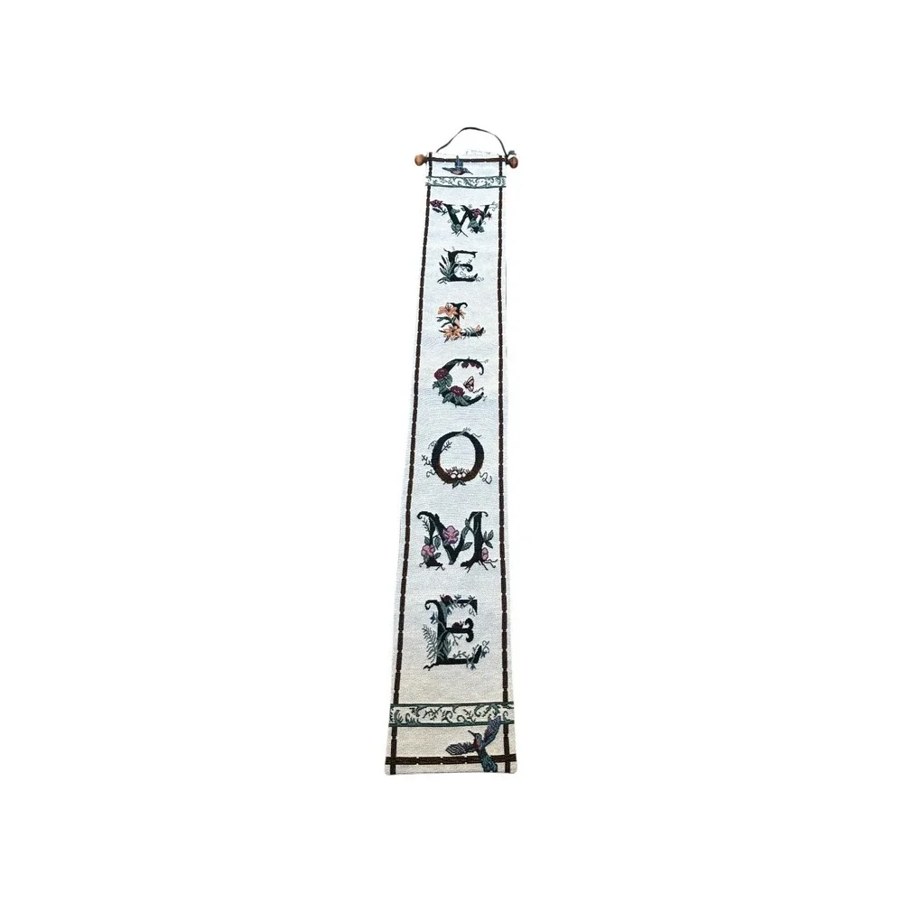 Manual Woodworkers Weavers‎ Welcome Banner Tapestry Wall Hanging Bird Floral
